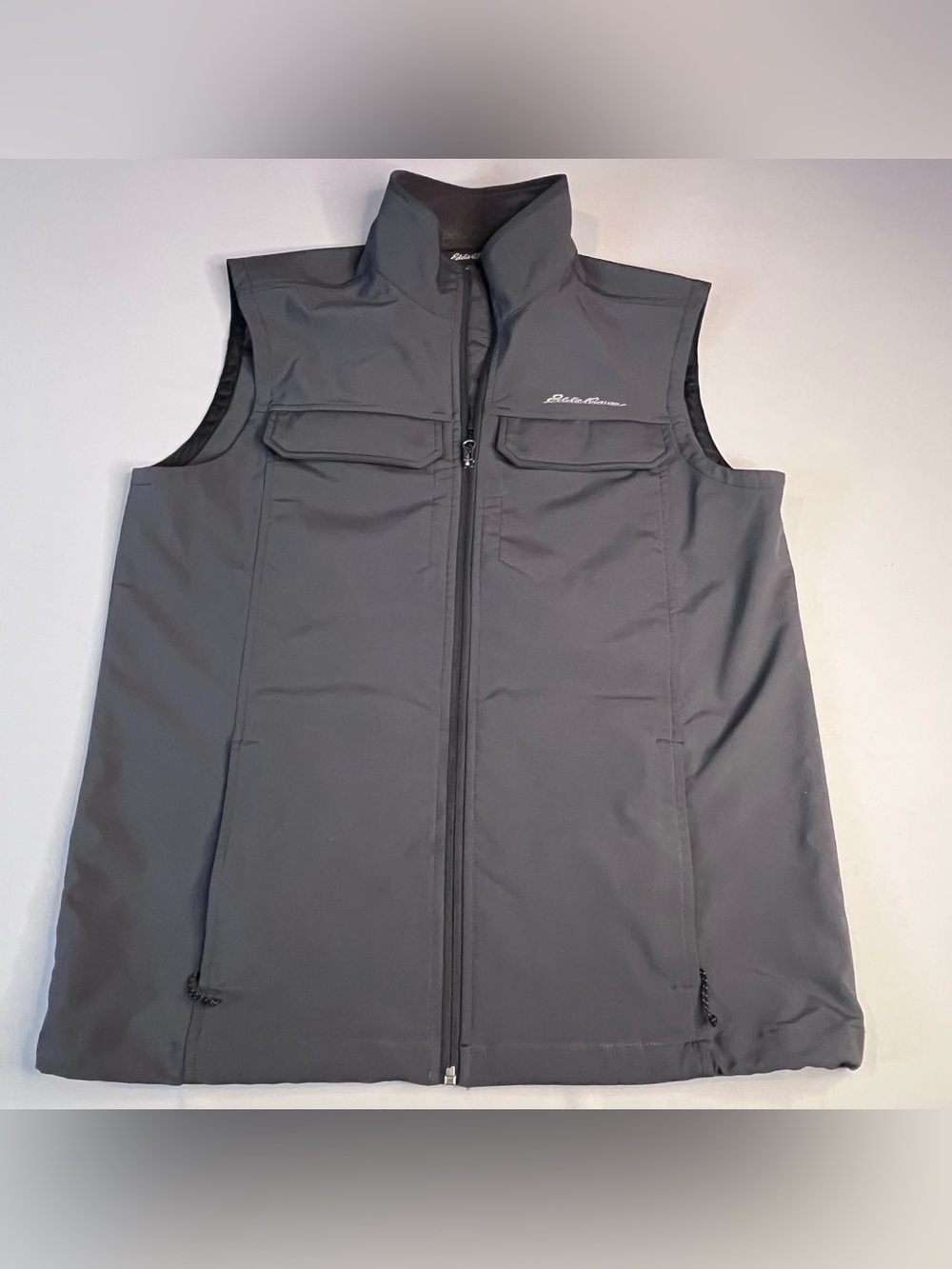 Eddie Bauer Utility Vest Gray Multi Pocket Full Zip Outdoor Travel